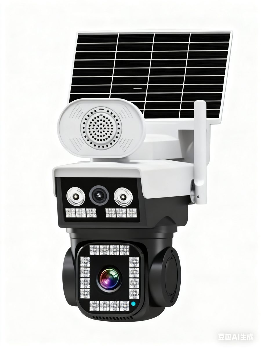 Dual-lens camera covering a wide construction area